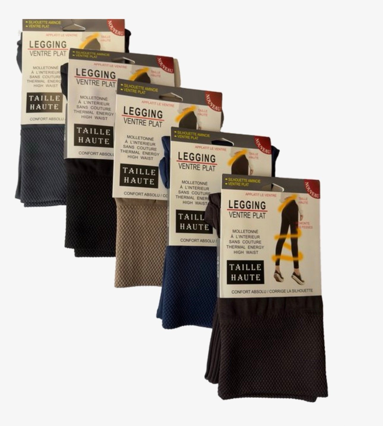 Belleze® Thermo Legging Voordeelpakket – Set van 5 – Dames Thermo Leggings met Fleece Voering – One Size t/m Maat 42