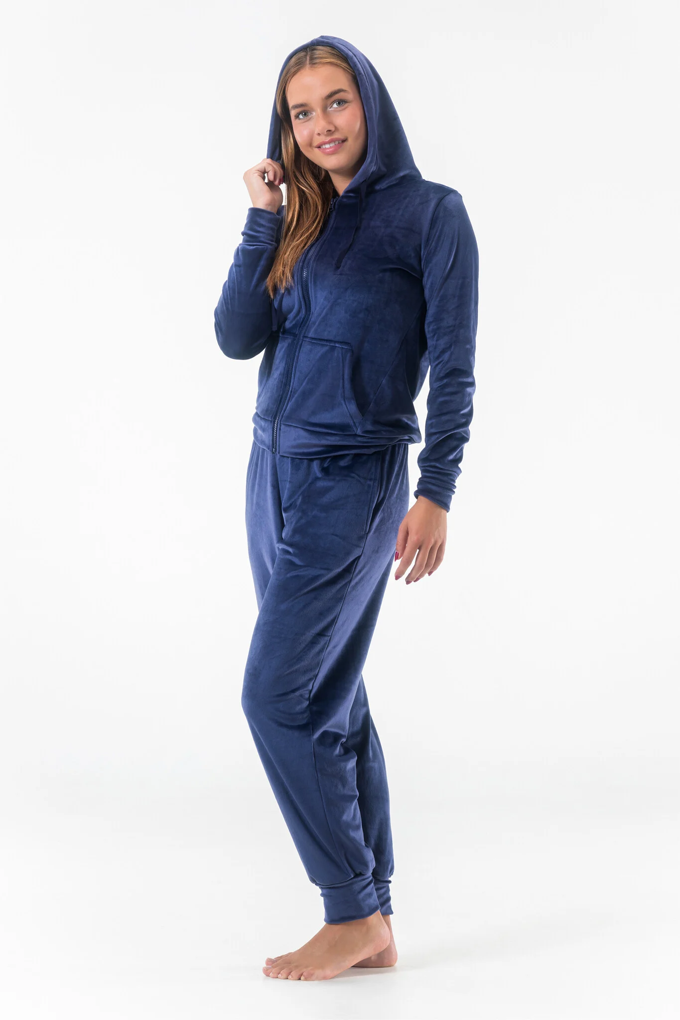Velours Huispak Dames met Capuchon en Rits – Gaubert® - 2601 - Afbeelding 4