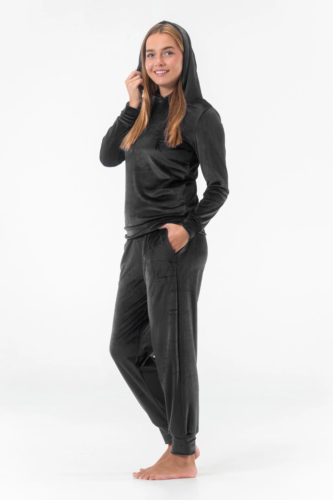 Velours Huispak Dames met Capuchon – Gaubert® - 2602 - Afbeelding 4