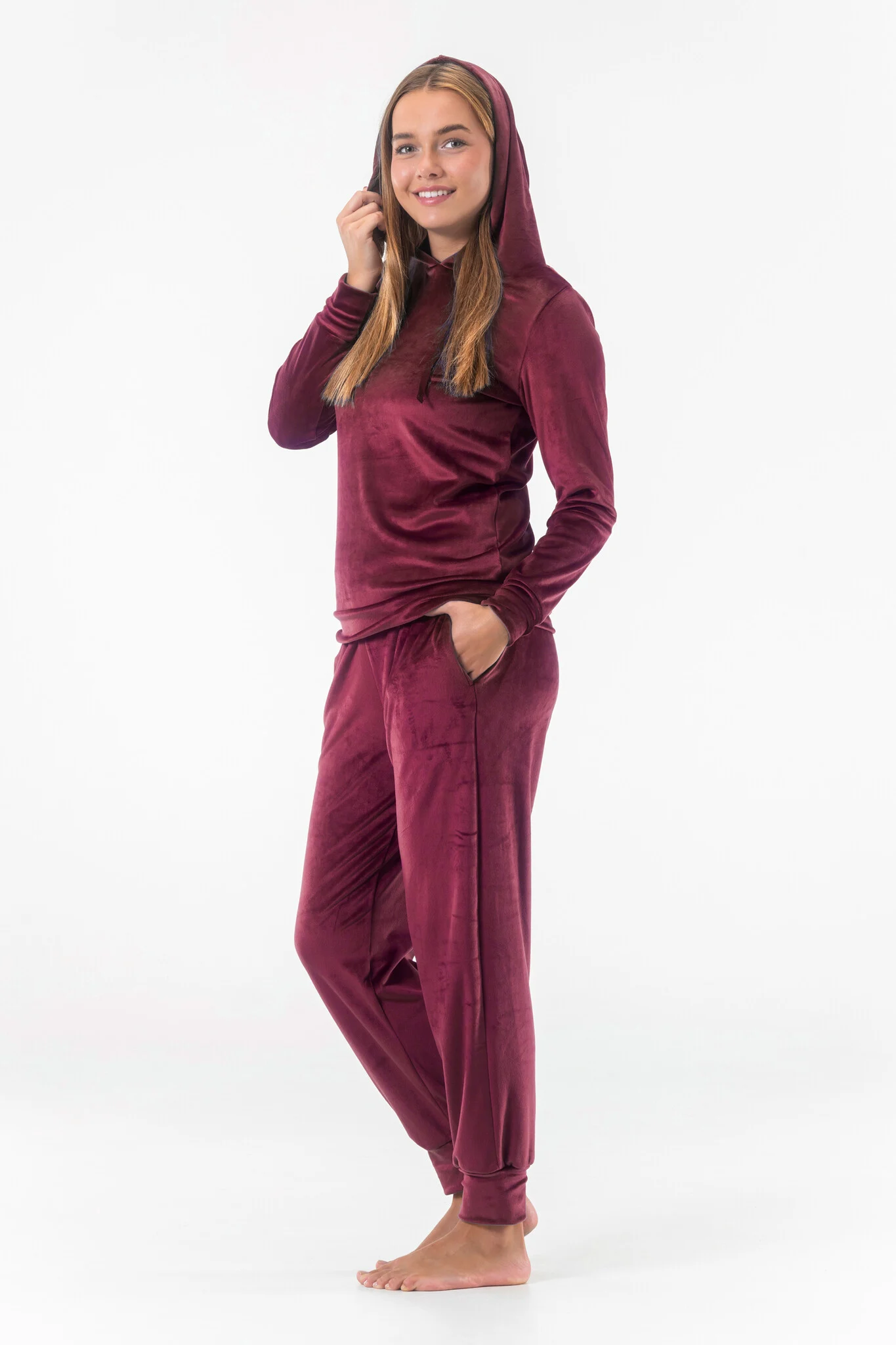 Velours Huispak Dames met Capuchon – Gaubert® - 2602 - Afbeelding 2