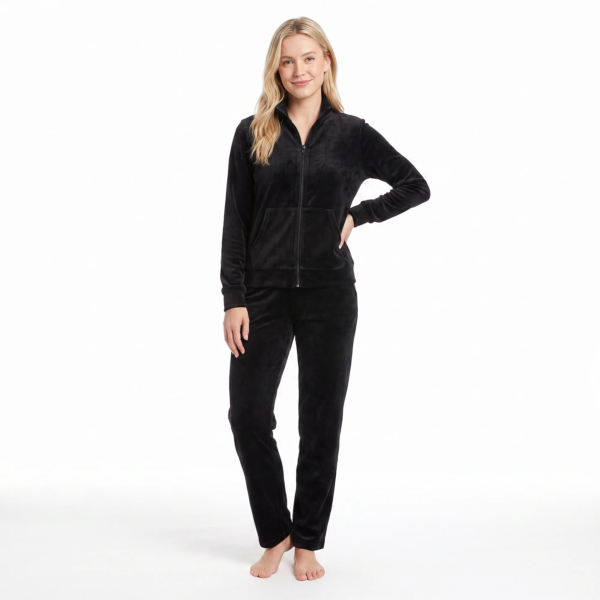 Velours Fleece Huispak Dames met Hoge Kraag en Rits – Gaubert® -2603 - Afbeelding 4
