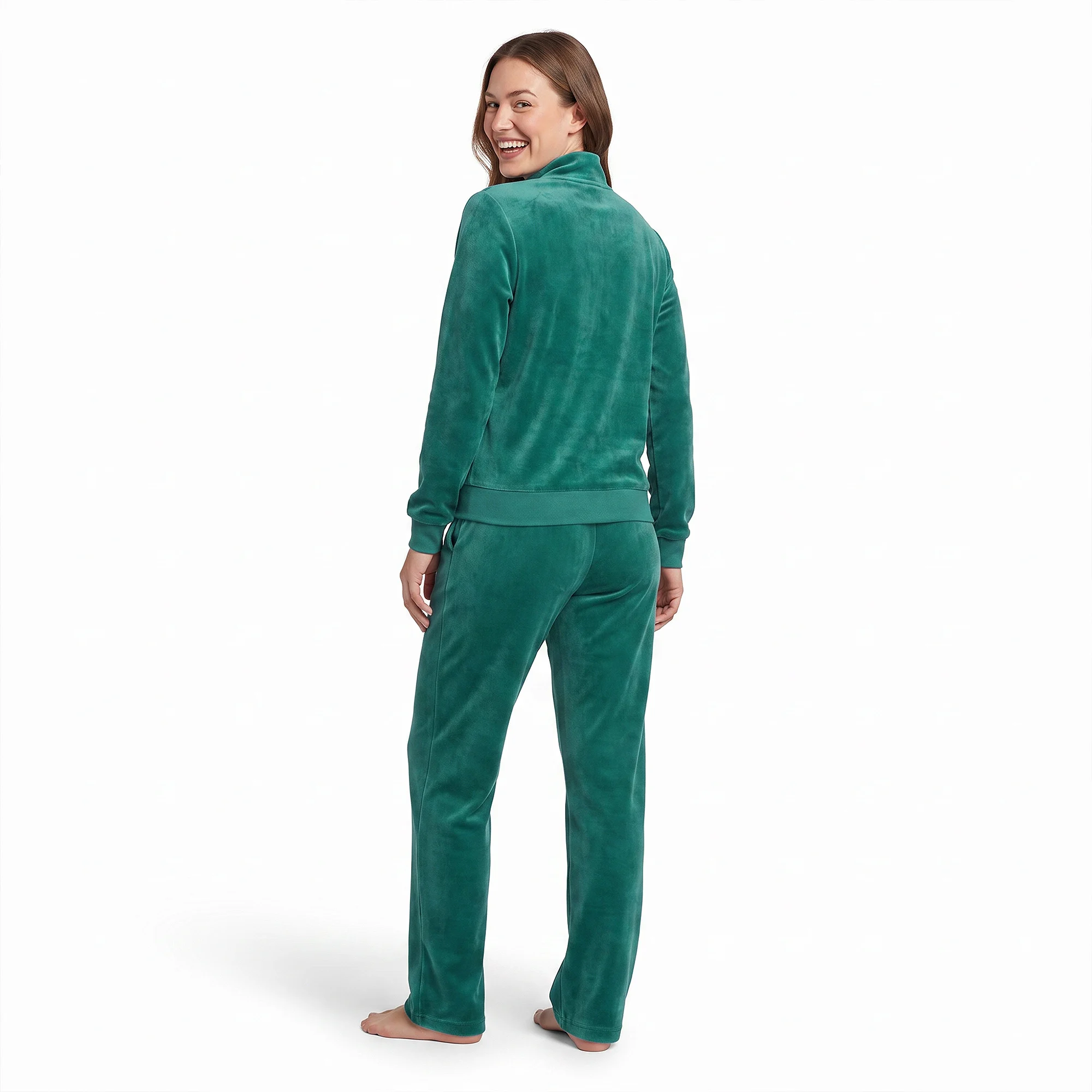 Velours Fleece Huispak Dames met Hoge Kraag en Rits – Gaubert® -2603 - Afbeelding 3
